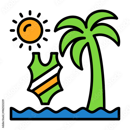 Beach fashion show Flat Vector Icon