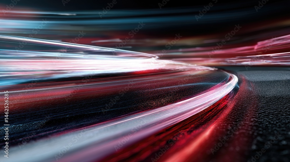 A dynamic blur of light trails on a dark surface, suggesting speed and movement. A dynamic blur of light trails on a dark surface, suggesting speed and movement.