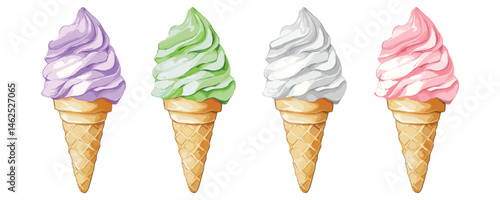 ice cream cone in watercolor illustration style, isolated vector on white background