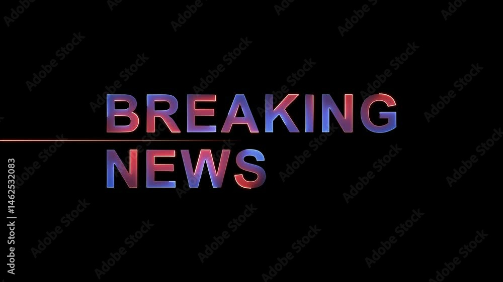 neon text Breaking News with TV animation on black background. neon text Breaking News with TV animation on black background.
