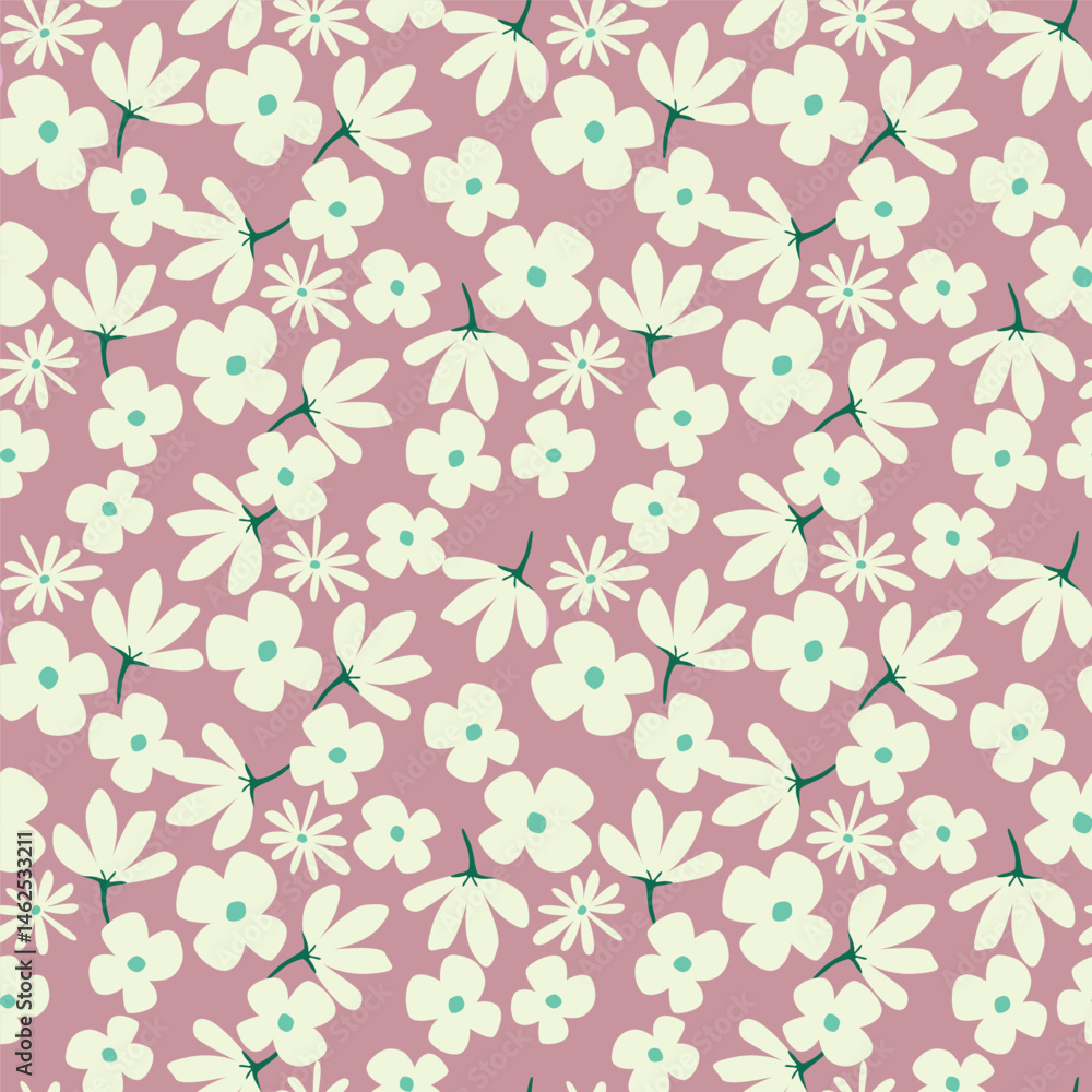 Cute floral pattern. Seamless vector pattern. Elegant template for fashion prints. Small pink and blue flowers for folk print. White background. Stock vector Cute floral pattern. Seamless vector pattern. Elegant template for fashion prints. Small pink and blue flowers for folk print. White background. Stock vector