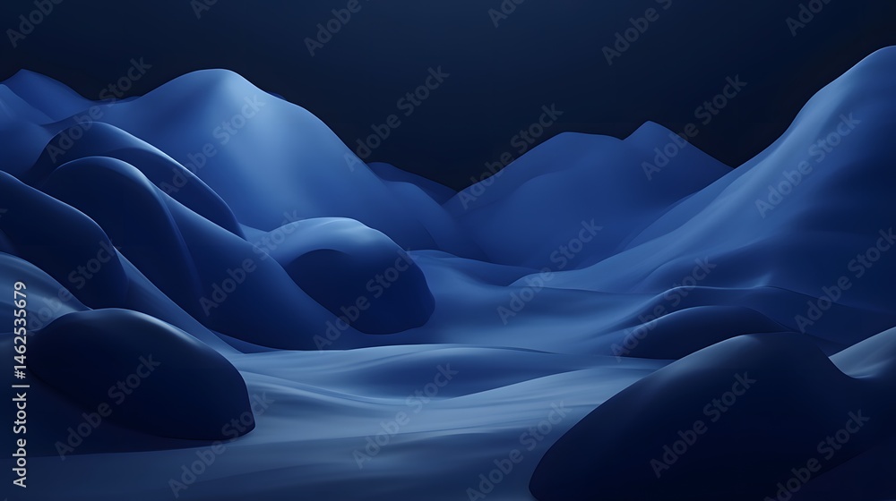 Obraz premium Abstract Blue Mountain Landscape Digital Art