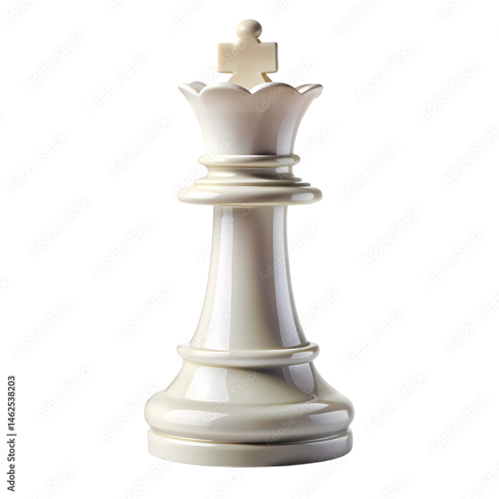 Fototapeta premium White Chess Queen Piece isolated on transparent background
