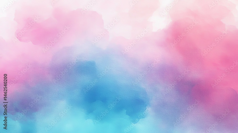 Fototapeta premium Elegant pastel watercolor gradient background with smooth pink to blue transitions, soft diffused lighting, subtle grainy texture, abstract art style suitable for digital design