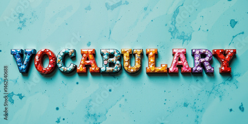 the word vocabulary is made of colorful letters