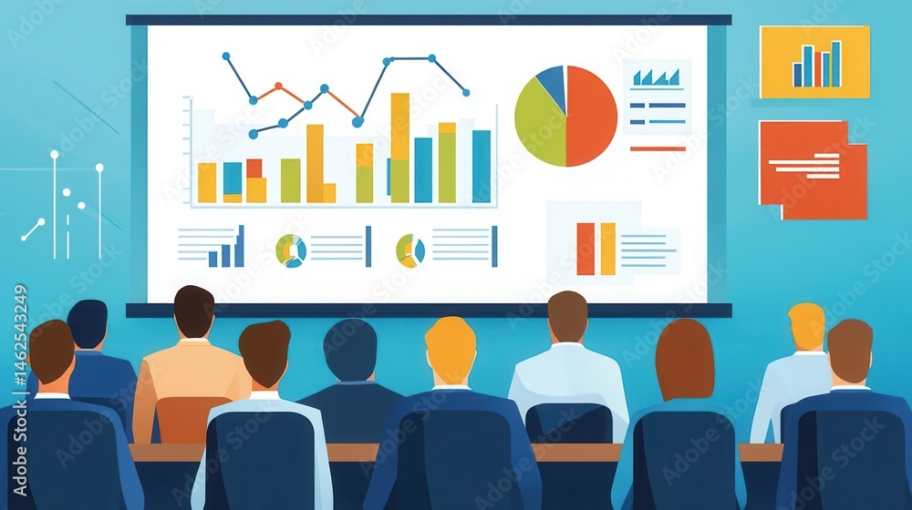 Obraz premium Business presentation with diverse individuals in a conference room.