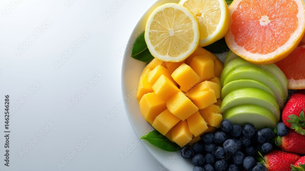 Colorful fruit platter with fresh mango and citrus slices Colorful fruit platter with fresh mango and citrus slices