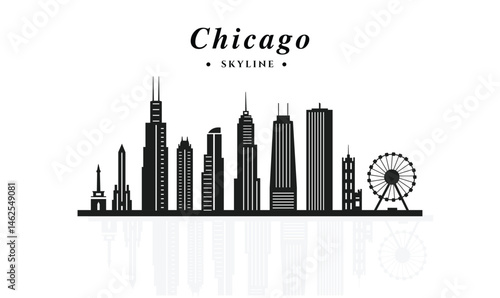 Chicago state skyline vector art. 