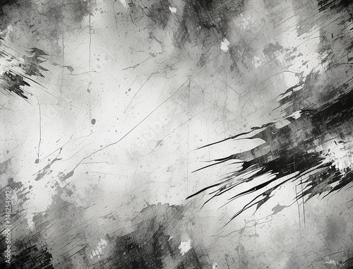 Abstract grunge black and white distressed texture background. Rustic cracked texture with many cracks and scratches.. Graphic illustration with transparent background.