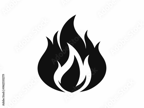 Fire icon vector, Fire flame icon silhouette