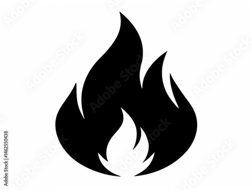 Fire icon vector, Fire flame icon silhouette