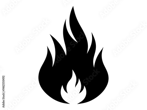 Fire icon vector, Fire flame icon silhouette