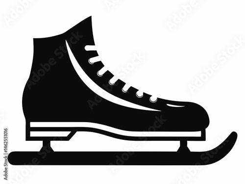 Ice Skating silhouette  Icon, Skate Shoe Vector illlustration