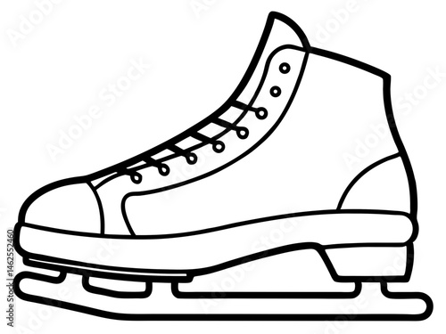 Ice Skating Icon, Skate Shoe outline Vector art