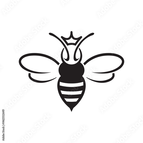 Creative bee queen logo bee with crown vector symbol design icon