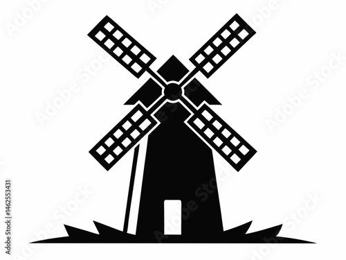 Windmill icon, Windmill turbine silhouette vector, turbine illustration