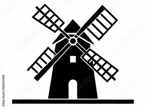 Windmill icon, Windmill turbine silhouette vector, turbine illustration