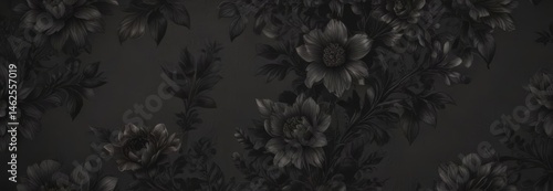 Wallpaper Mural Intricate black charcoal floral wallpaper, elegant textures , sophisticated, shabby-chic, brocade Torontodigital.ca