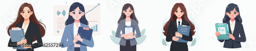a young businessman smiling while holding a tablet style vector flat design