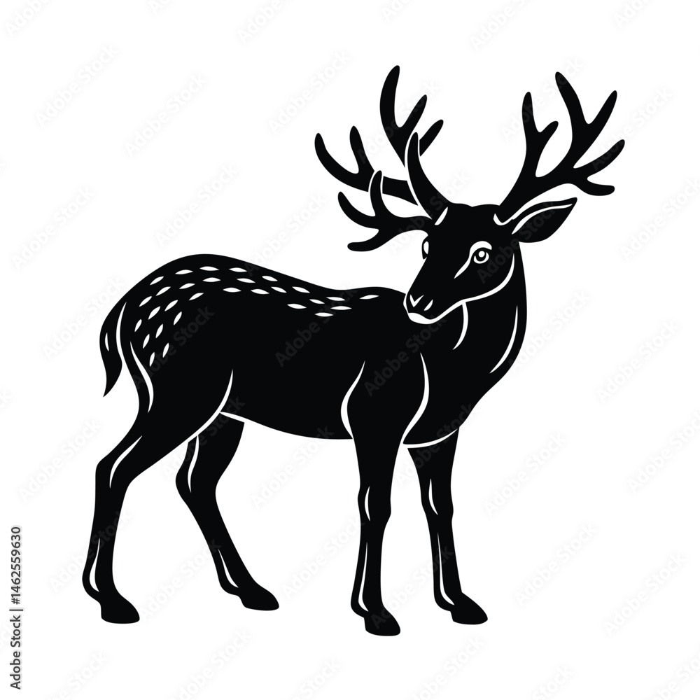 Fototapeta premium a deer eating vector art silhouette