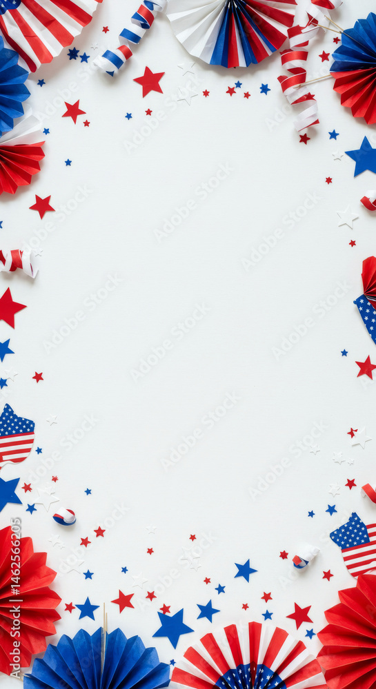 Obraz premium Happy 4th of July - Independence Day. Fourth of July lettering card. Fourth of July Greeting Card with Fireworks. Wallpaper. Background