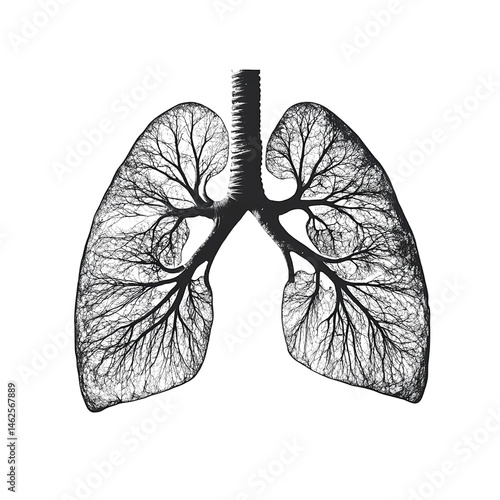 Survival, a silkscreen print of lungs on Png Format and Transparent Background