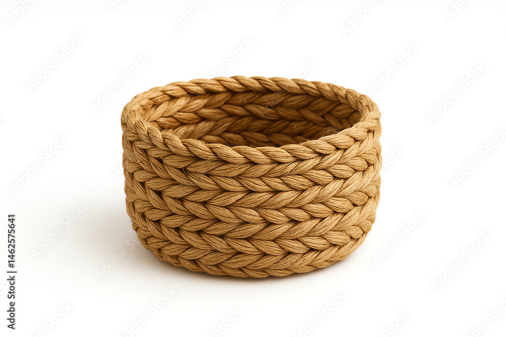 Obraz premium A beautifully woven straw basket perfect for organizing items, enhancing home decor, or serving snacks. Its natural texture and warm tones add a rustic charm to any space.