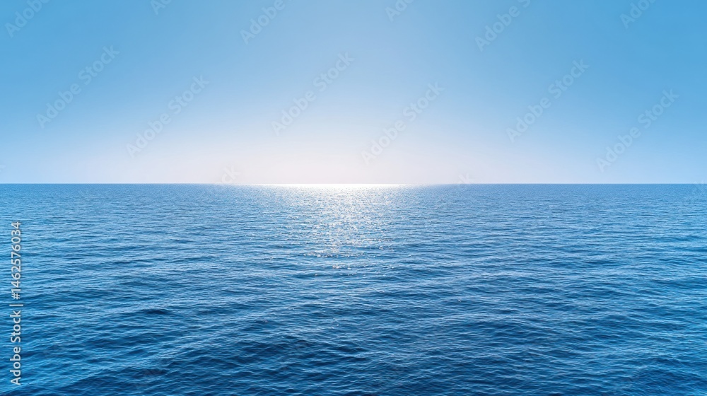 Calm blue ocean horizon under sunlight Calm blue ocean horizon under sunlight