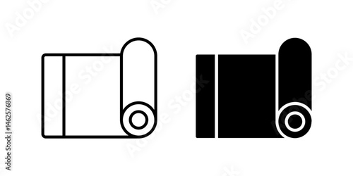 Vector icon set depicting mats, suitable for yoga and home designs.