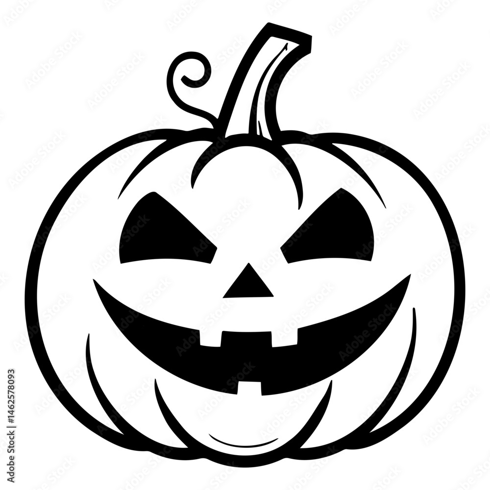 Halloween pumpkin with a spooky expression in black and white Halloween pumpkin with a spooky expression in black and white