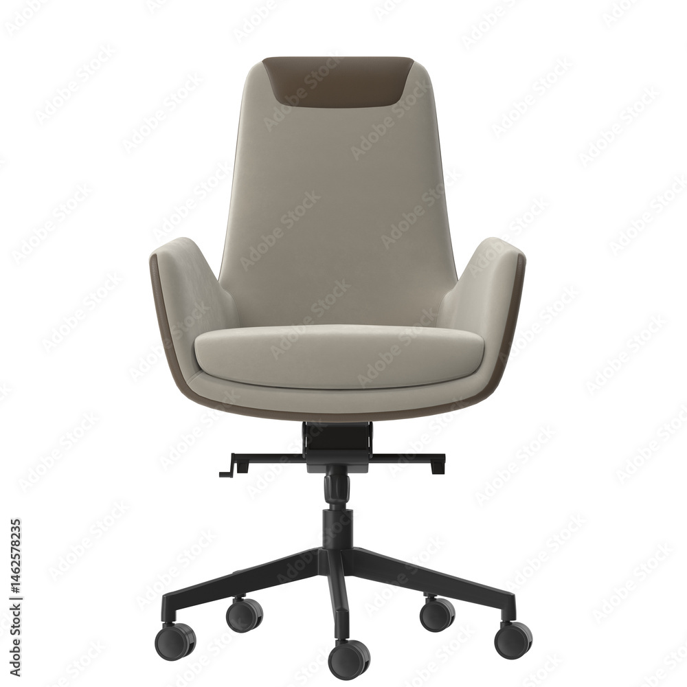 Obraz premium cream brown office chair front view isolated.