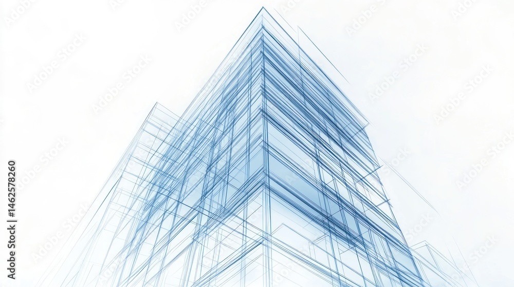 Abstract architecture blueprint drawing of modern building Abstract architecture blueprint drawing of modern building