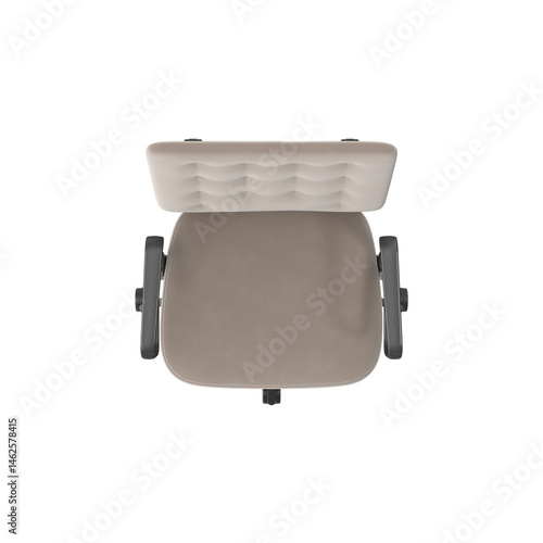 beige tufted office chair top view isolated.