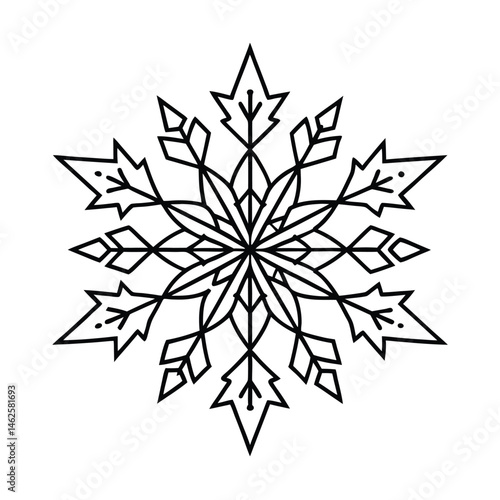 a detailed snowflake vector art silhouette