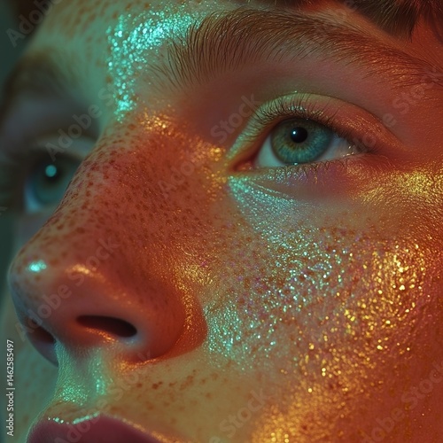 Face Art with Glittering Makeup