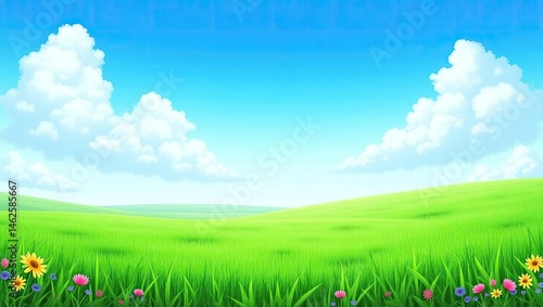 green grass and blue sky