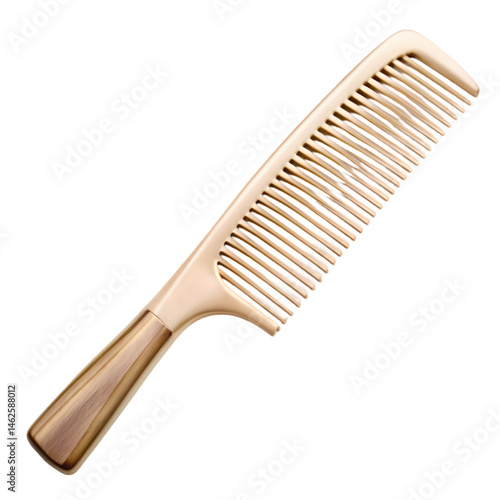 Natural Wooden Hair Comb Wide Tooth Detangling Comb for All Hair Types isolated on transparent background