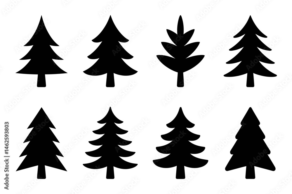 Silhouette christmas trees evergreen forest design Silhouette christmas trees evergreen forest design