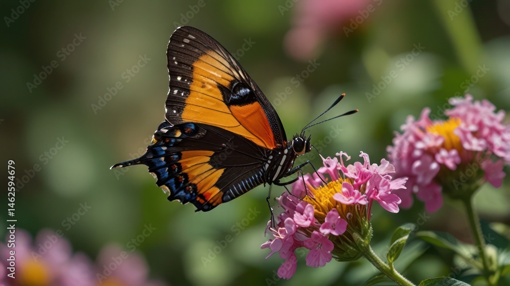 Vibrant Butterfly on Colorful Flower Vibrant Butterfly on Colorful Flower