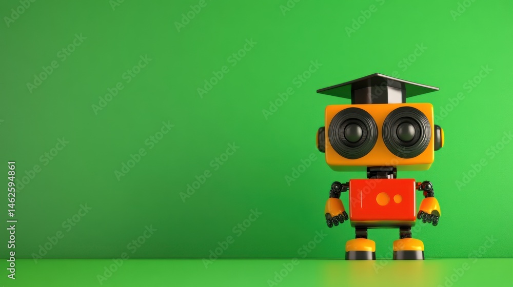 Adorable Graduate Robot: AI Education Concept Adorable Graduate Robot: AI Education Concept