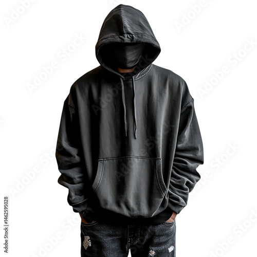 Street Style Graphic Hoodie Outfit Isolated on Transparent Background