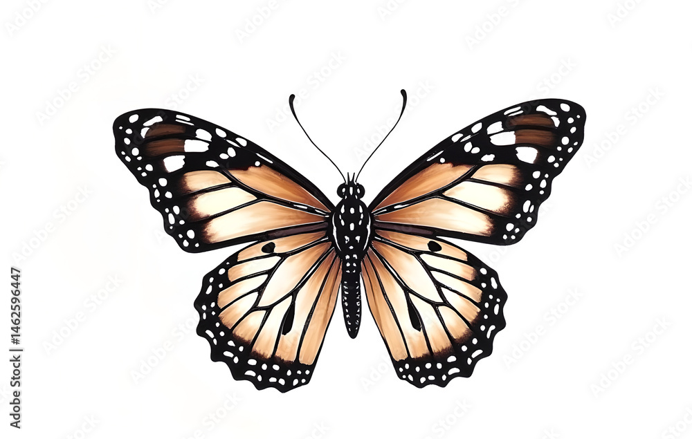 Fototapeta premium Bright and beautiful butterfly on isolated background.generative ai