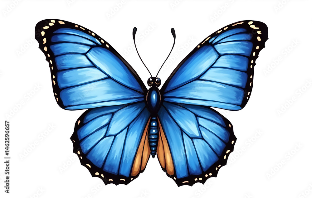 Fototapeta premium Bright and beautiful butterfly on isolated background.generative ai