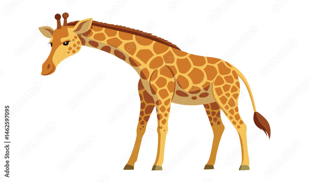 Fototapeta premium Giraffe Gracefully Bending Its Long Neck