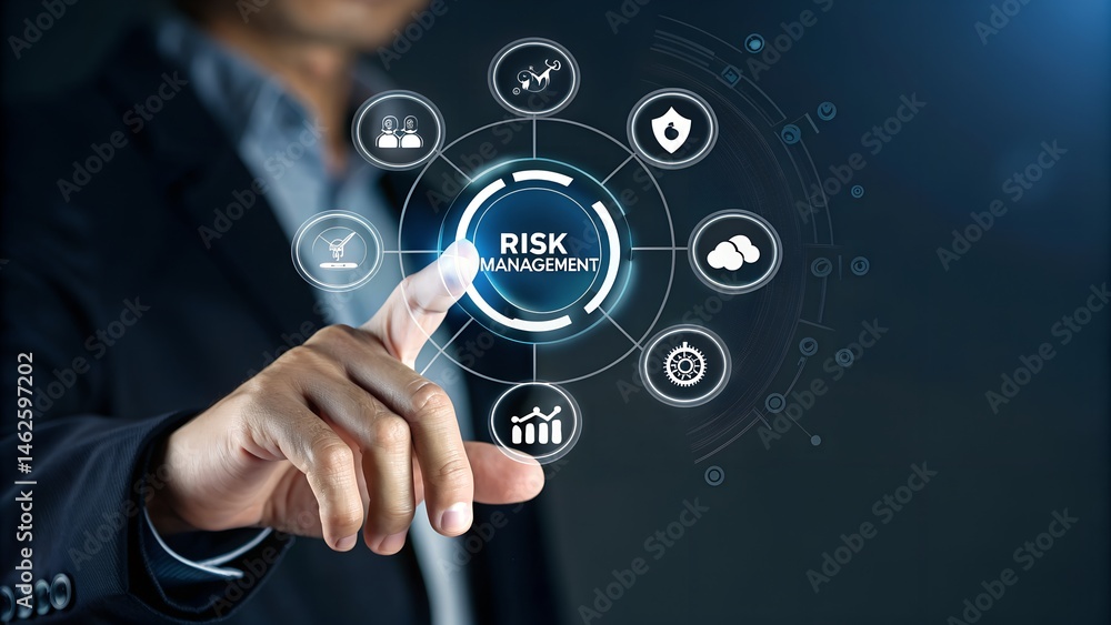 Assessment for investment concept. Businessman touching on screen to risk management and assessment of business and enterprise. risk manage strategy plan finance. Assessment for investment concept. Businessman touching on screen to risk management and assessment of business and enterprise. risk manage strategy plan finance.