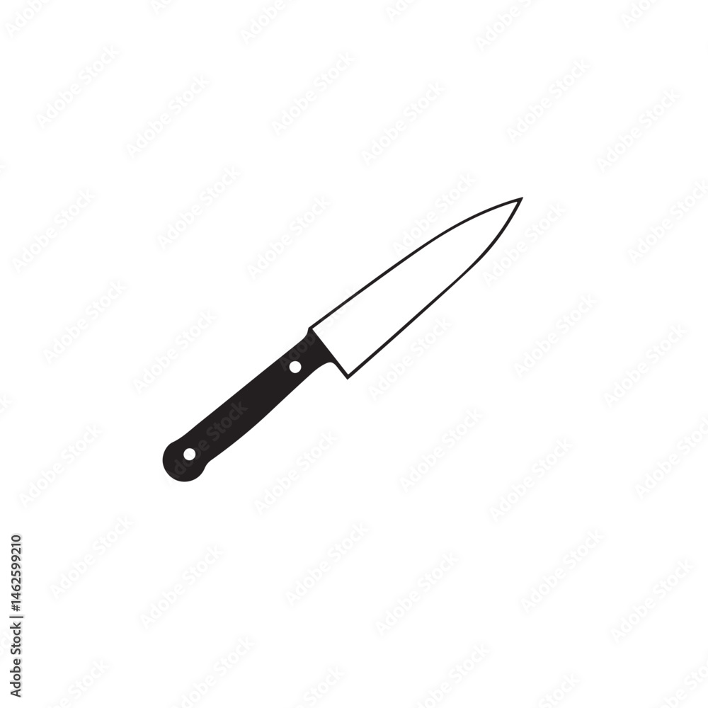 knife icon on white background. Kitchen knife silhouette. Kitchen knife icon vector. knife icon on white background. Kitchen knife silhouette. Kitchen knife icon vector.