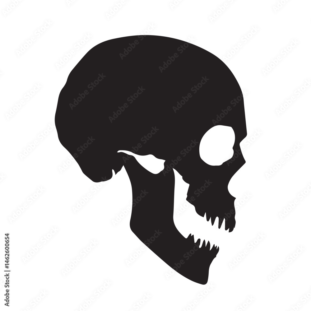 Skull silhouette design. Black skull silhouette isolated on white background. Skull logo. Vector illustration. Skull silhouette design. Black skull silhouette isolated on white background. Skull logo. Vector illustration.