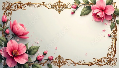 Elegant floral damask, intricate scrollwork and blossoms , ornate floral, surface, vintage floral