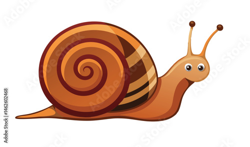 Slow Moving Snail with Moist Shell Gliding Forward