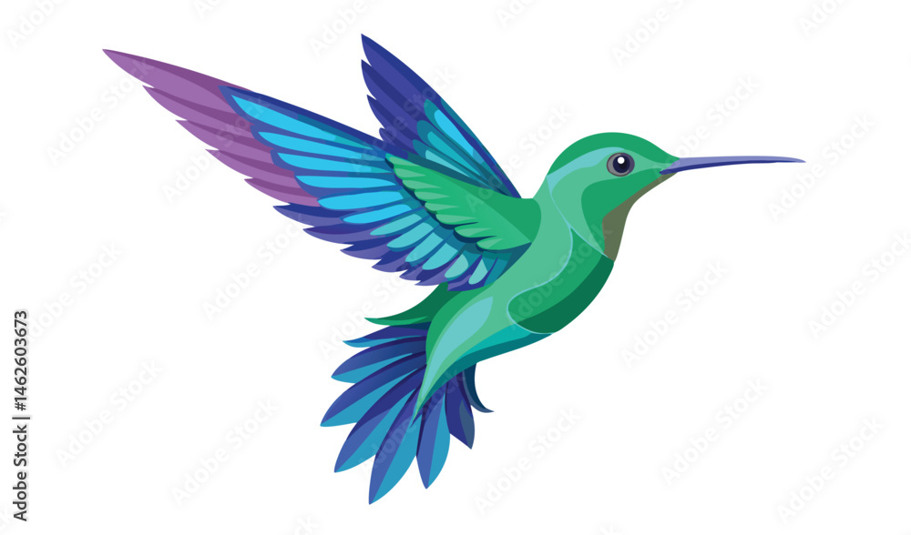 Obraz premium Hummingbird Hovering Midair with Iridescent Feathers